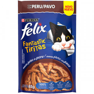 Sachê Felix Fantastic Tiritas Peru para Gatos Adultos - 85g